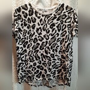 Zara Womans Blouse Small Black and White Leopard Print Casual Classic